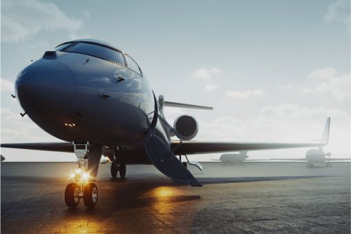 Interior of a private jet